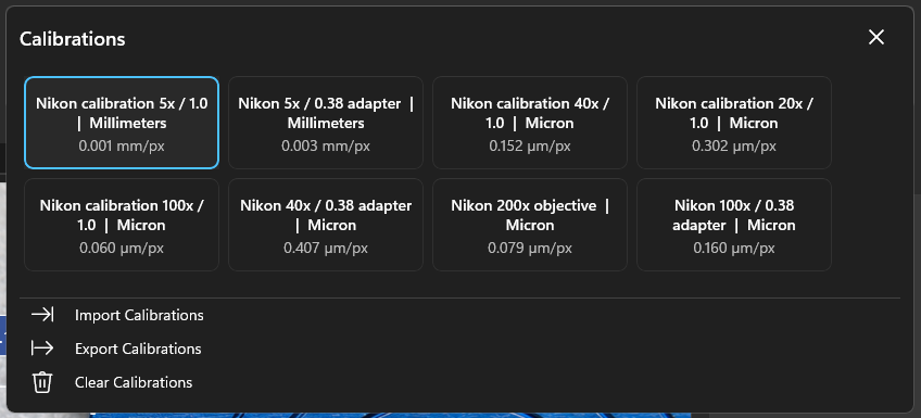 Calibration gallery interface